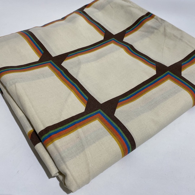 QUILT COVER, Cream Brown Grid Pattern